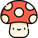 cartoon red-spotted mushroom with a smile